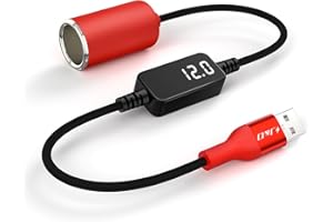 J&D USB A to 12V Cigarette Lighter Adapter Cable, 18W USB A DC 12V Car Socket Converter for Dash Cam, GPS, Driving Recorder, 