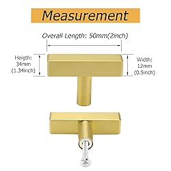 goldenwarm 5Pack Brushed Brass Cabinet Knobs