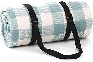 NAGAN Picnic Blanket with Carry Strap,80 * 80 inches, Large 3-Layer Beach Blanket, Camping Blanket, Backing Waterproof,Skin-Friendly, Durable for Outdoor Camping, Hiking, Beach (Blue)