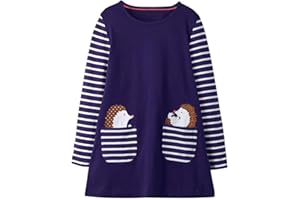 VIKITA Toddler Girls Dresses Winter Long Sleeve Girl Casual Clohtes for Kids 2-12 Years Xmas Gift