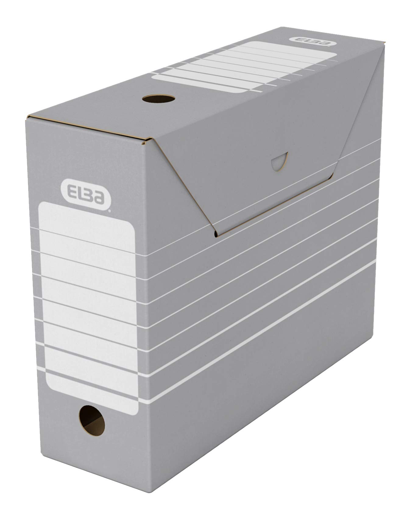 Elba tric 100552039 Storage Box for Files Without Tabs for A4 Documents or Hanging Files Ablageschachtel Grey/White
