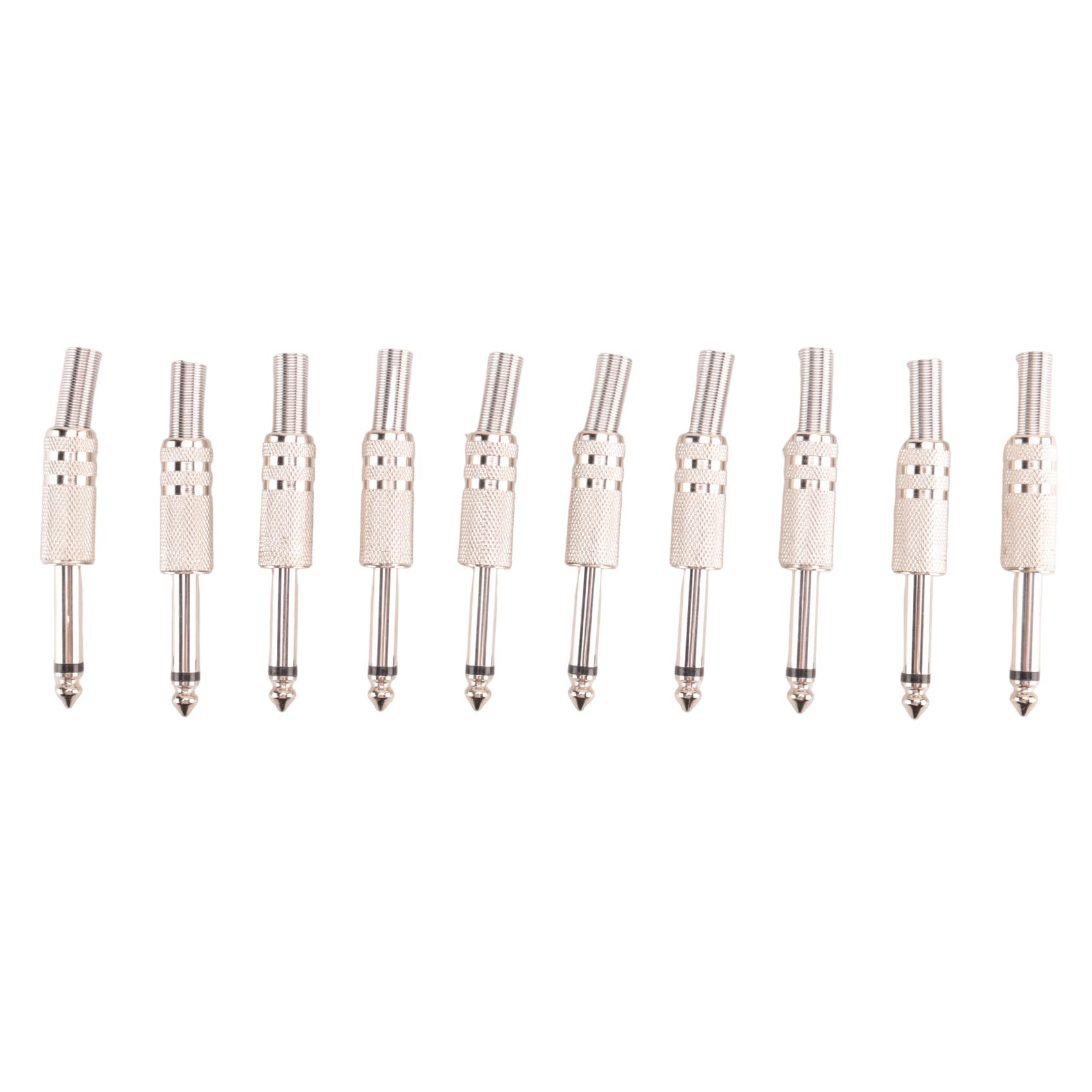 Tooteeru 6.35mm Mono Amplifier Plug 1/4Inch Male Mono Monaural Jack Audio Cable Connector Plug Microphone 10Pcs
