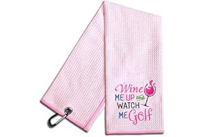 WUUCKOO Watch Me Golf Embroidered Pink Golf Towel, Funny Golf Towel for Golf Bag with Clip, Female Golfer Gifts, Golf Gifts for Women Golfer Golf Lover, Woman Golf Towel, Golf Accessories for Women