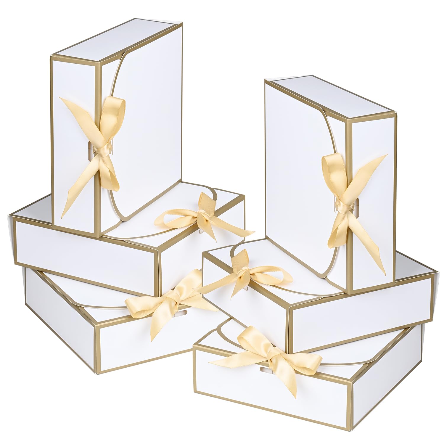 Photo 1 of 10Pack Small Gift Boxes, 6.5''x6.5''x2'' White Gift Boxes with Ribbon, Small Boxes for Gifts Birthday Wedding Party Valentine's Day Mother's Day