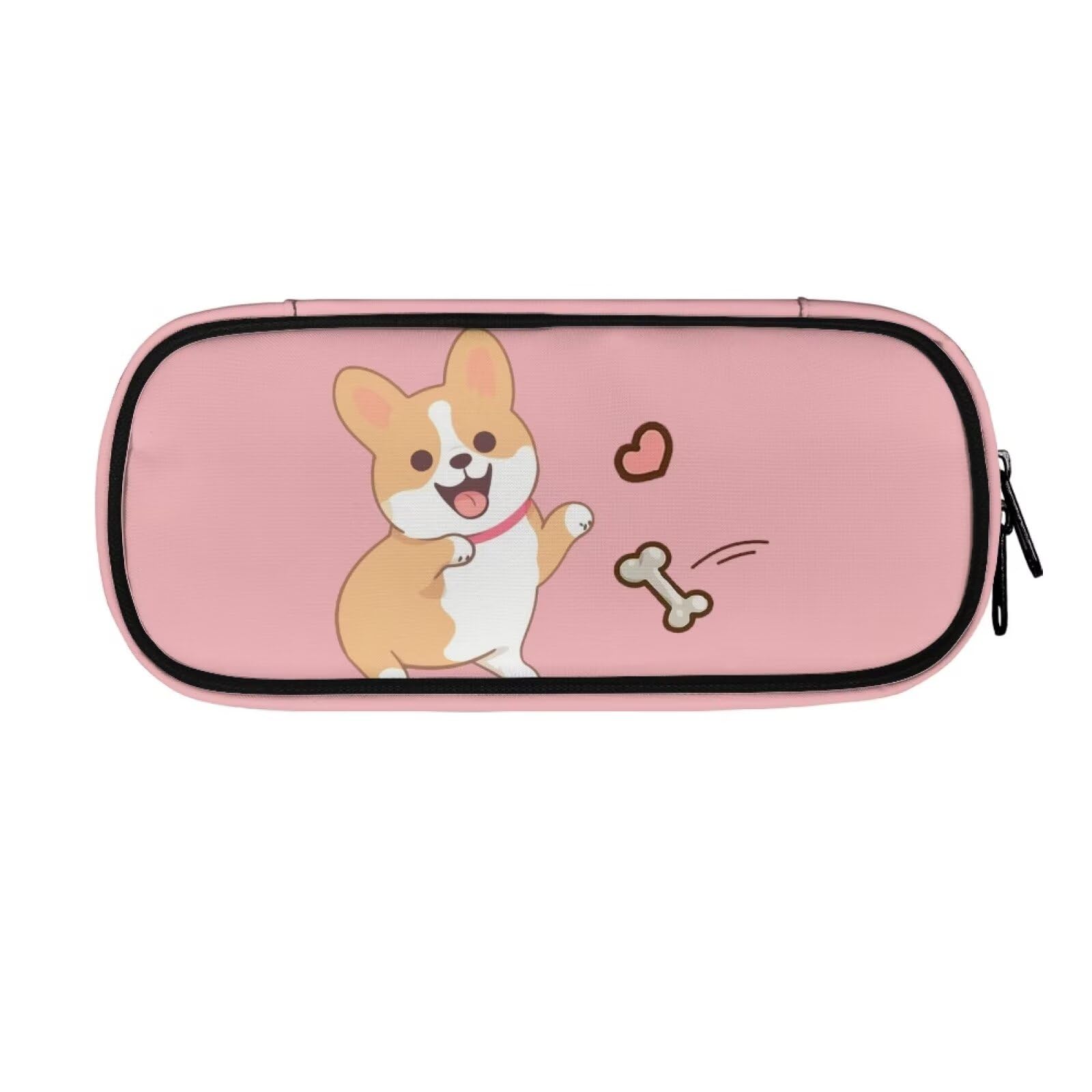 Howilath Corgi Large Pencil Case with 2 Compartments for School Stationery - Cute Pencil Pouch and Bag for Girls and Boys