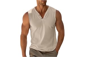 oelaio Men's Sleeveless Tank Tops V Neck Henley T Shirts Casual Basic Muscle Shirts Quick Dry Stretch Athletic Tees