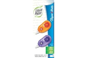 Paper Mate Liquid Paper DryLine Micro Correction Tape, Assorted Colors, 2 Count