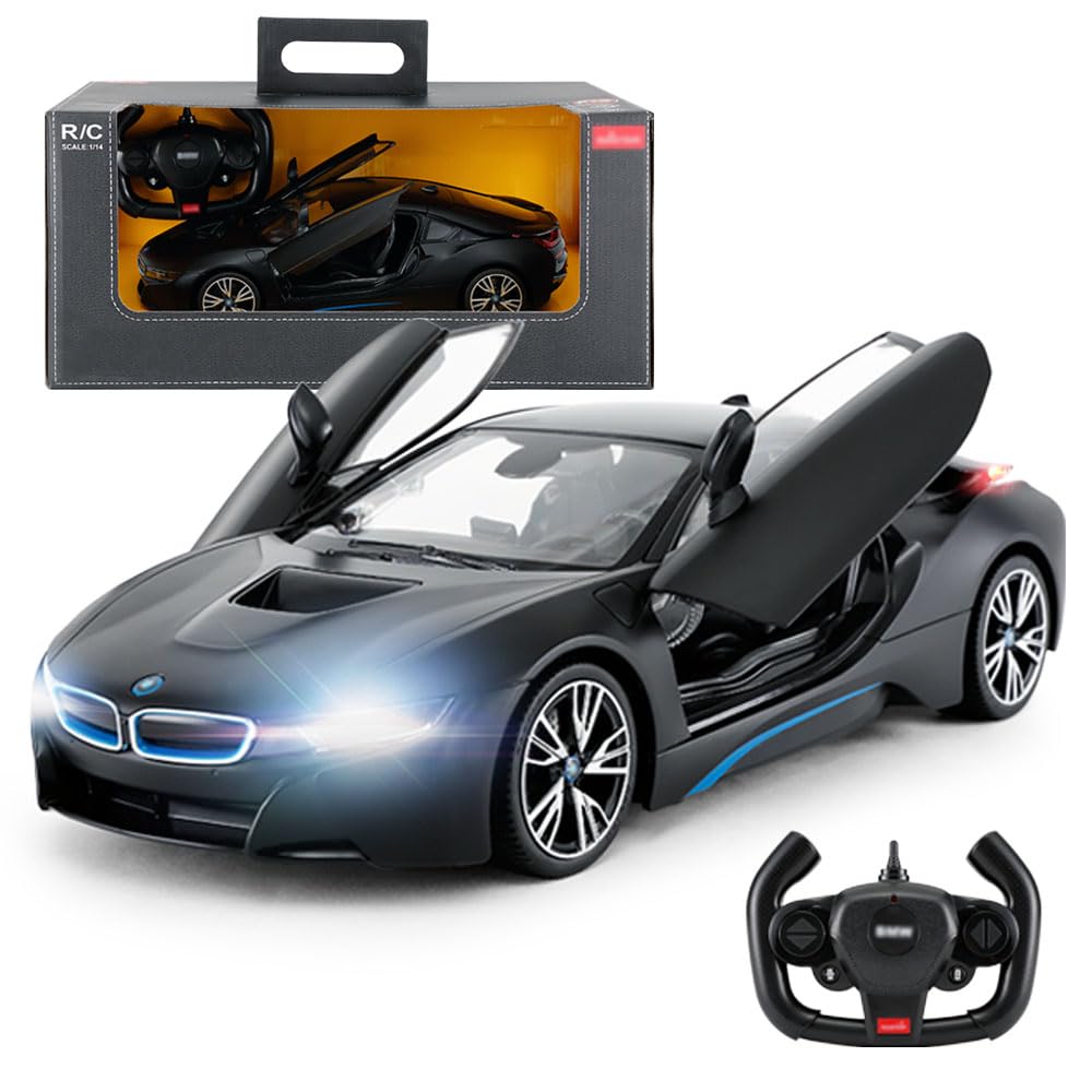 Photo 1 of YYC 1:14 Scale Remote Control Car for BMW I8, 2.4GHz Model RC Cars with Controlled Doors, Headlight, Taillight, Electric Sport Racing Hobby Vehicle Gift for Adults, Kids, Boys, Girls - Black