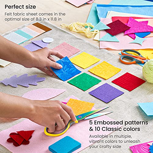 Arteza Embossed Felt Sheets, Set of 50, 8.3 x 11.8 inches Craft Felt, 5