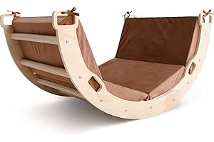 Sherilyn Kids Climber Arch Rocker with Cushion, Climbing Toys for Toddler, Montessori Wooden Arch Climber Indoor Playground for Kids, Children Arch Climbing Ladder with Cushion