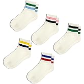 Fszsaa Novelty Socks For Women - Striped Retro Mini Crew Sporty Calf Casual Cotton Ankle Socks