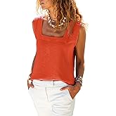 miduo Womens Square Neck Tank Tops Casual Loose Fit Tanks Sleeveless Shirts Blouses
