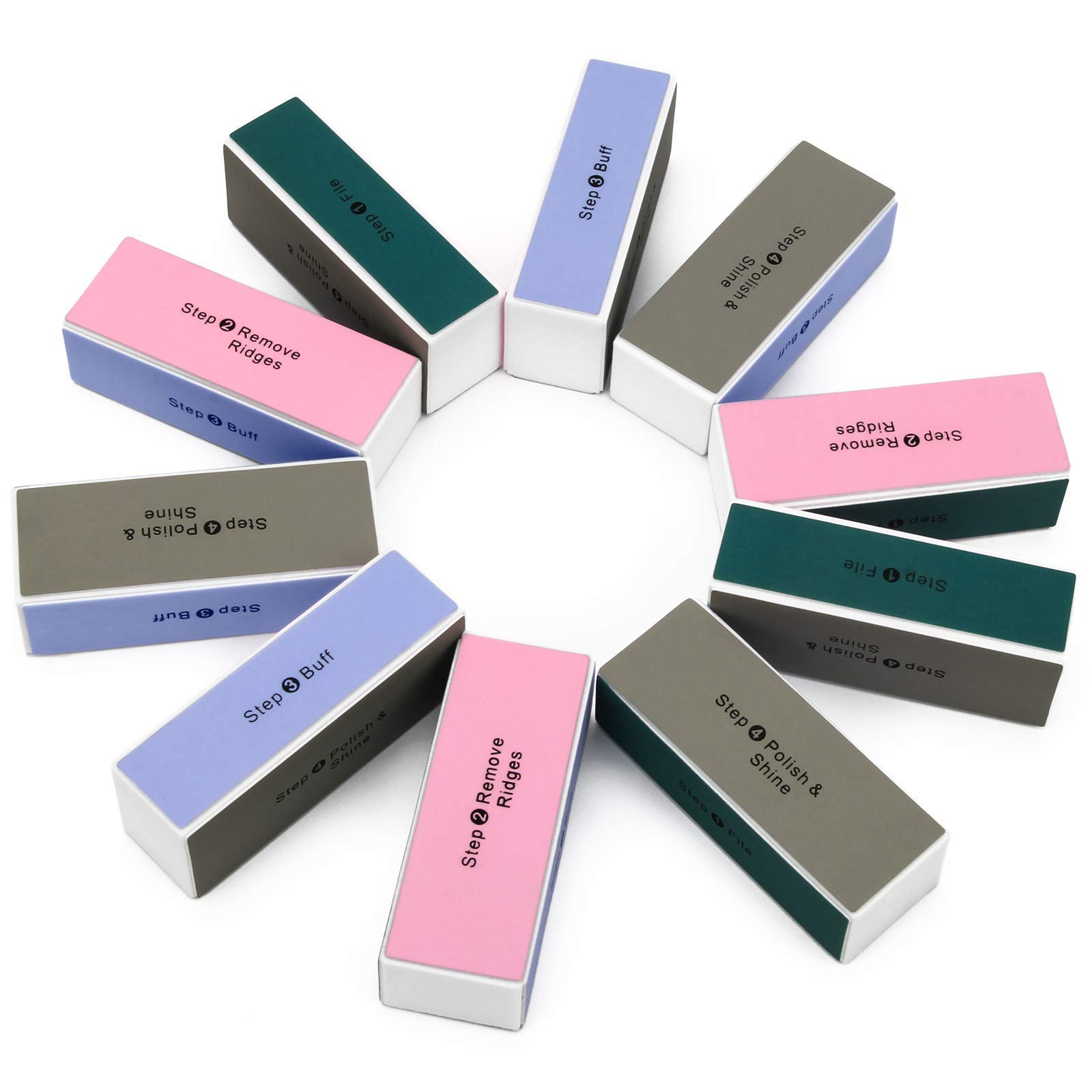 Photo 1 of 10PCS Nail Buffer Block, AHIER 4 Way Colorful Buffing Block Shine Polisher Nail Buffing File Manicure File Sanding Files