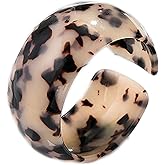 COLORFUL BLING Acrylic Tortoise Shell Wide Open Cuff Bangle Adjustable Acetate Mottled Leopard Print Statement Bracelet Jewelry for Women Female