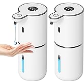OHIFAST 2 Pack Automatic Liquid Soap Dispenser Touchless, USB Rechargeable Smart Hand Soap Dispenser, 6-Level Adjustable, 12.