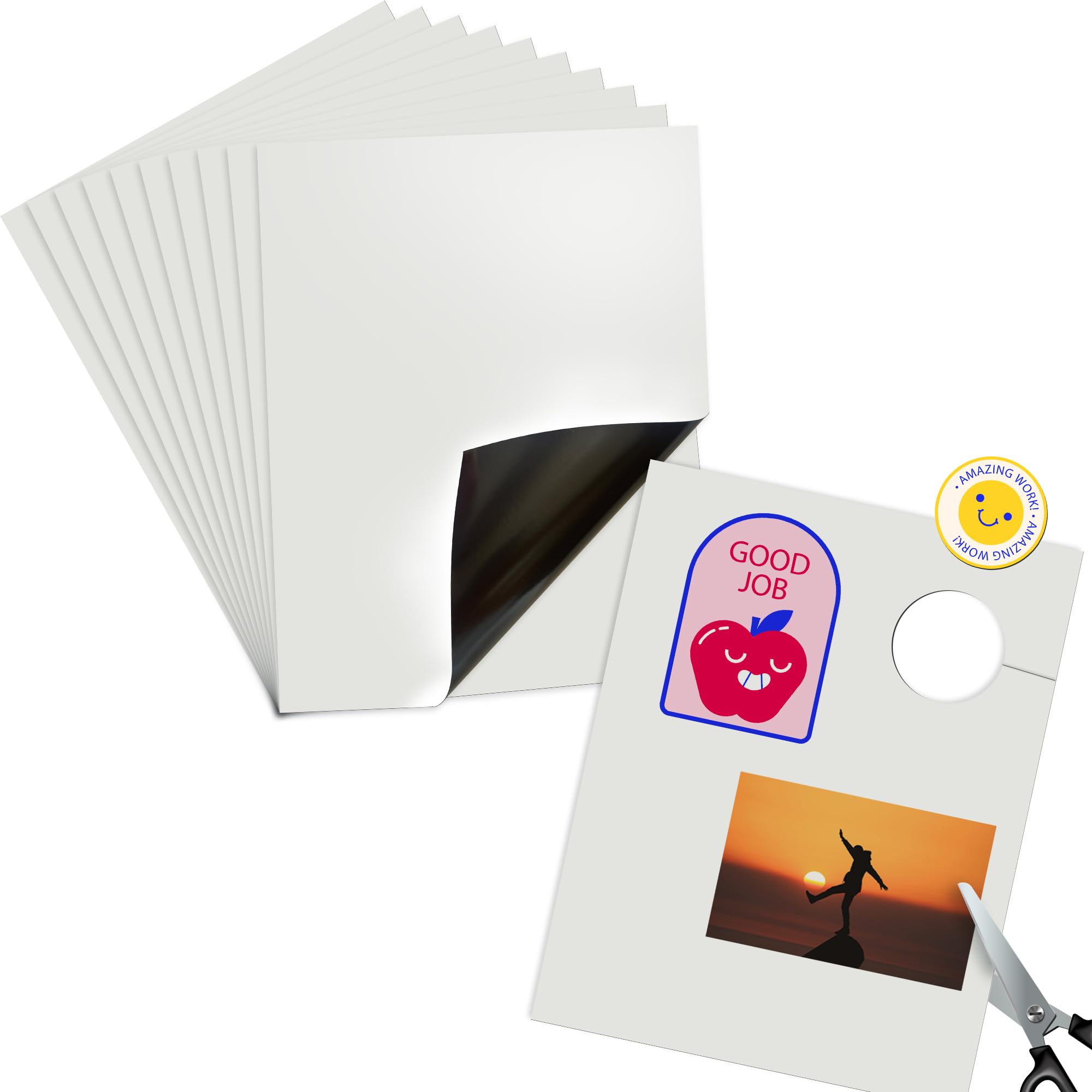 Photo 1 of Mr-Label 20 Sheets 8.5"x11" Matte Printable Magnetic Sheets for Inkjet Printers - Waterproof Flexible DIY Magnet Printer Paper - Ideal for Photo, Picture Labels & Educational Tools
