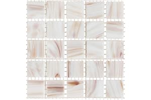 URBN.DESIGN URBN Contemporary White Iridescent Glass Mosaic Tile with Metallic Bronze Highlight for Kitchen and Bath - Sample Tile (4-1/3 inches x 4-1/3 inches, 0.13 SQ FT)