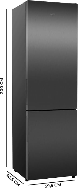 Kühlschrank Kombi 356L Bolero CoolMarket Combi 356i Dunkel D. 200cm Höhe, 59,5 cm Breite, Klasse E, Multi Airflow Technologie, FreshnessFlex und HumidityFlex HUB