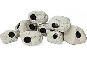 ALEGI Aquarium Rock Cave Decor for Shrimp Cichlid Hiding Breeding (Set 8)