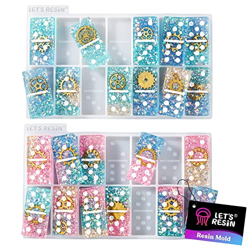 LET'S RESIN Resin Molds, Double 6 Domino Epoxy Mold Standard Size, Glossy Molds for Resin Casting, Silicone Molds for Epoxy Resin, UV Resina,Shiny & No Scratches & Durable