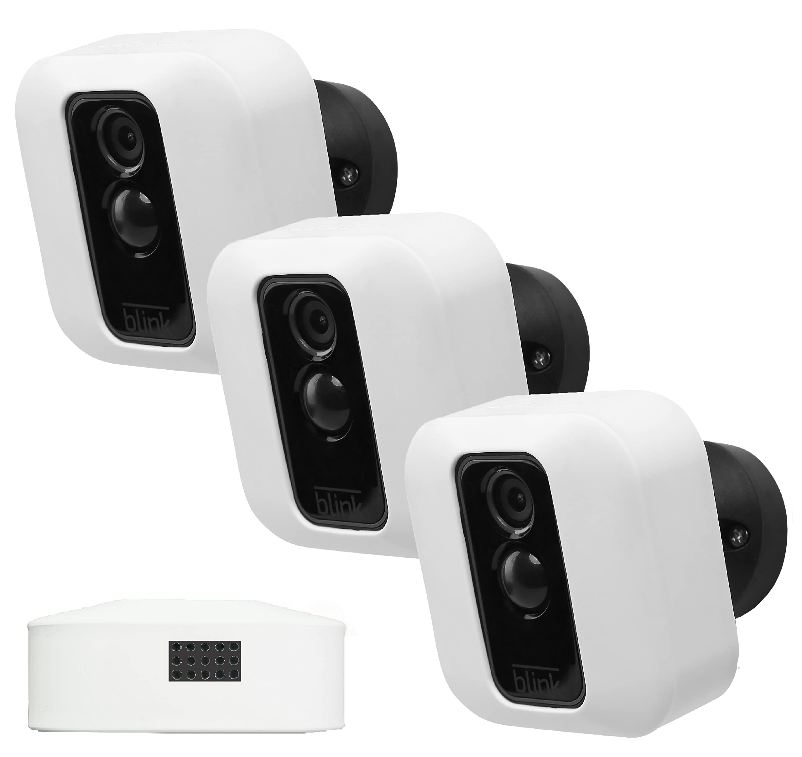 Photo 1 of Silicone Skin Case Cover Compatible with Blink XT and XT2 Outdoor Camera – Weather-Resistant Protective Cover with Speaker Cutout – White (3-Pack)