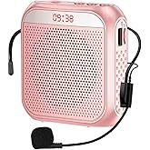Portable Voice Amplifier for Teachers, 2200mAh Rechargeable Personal Amplifier Mic PA System Headset Microphone with Speaker for Teachers, Training, Meeting, Tour Guide, Yoga, Classroom (Rose)