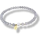 Morchic 4mm Natural Gemstone Beads Stretch Bracelet for Women, With Freshwater Pearls, Energy Gem Birthday Gift for Her 7.2”