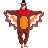 Thanksgiving Turkey Onesie for Adults – Funny Halloween Costume Animal Cosplay Pajamas for Men and Women