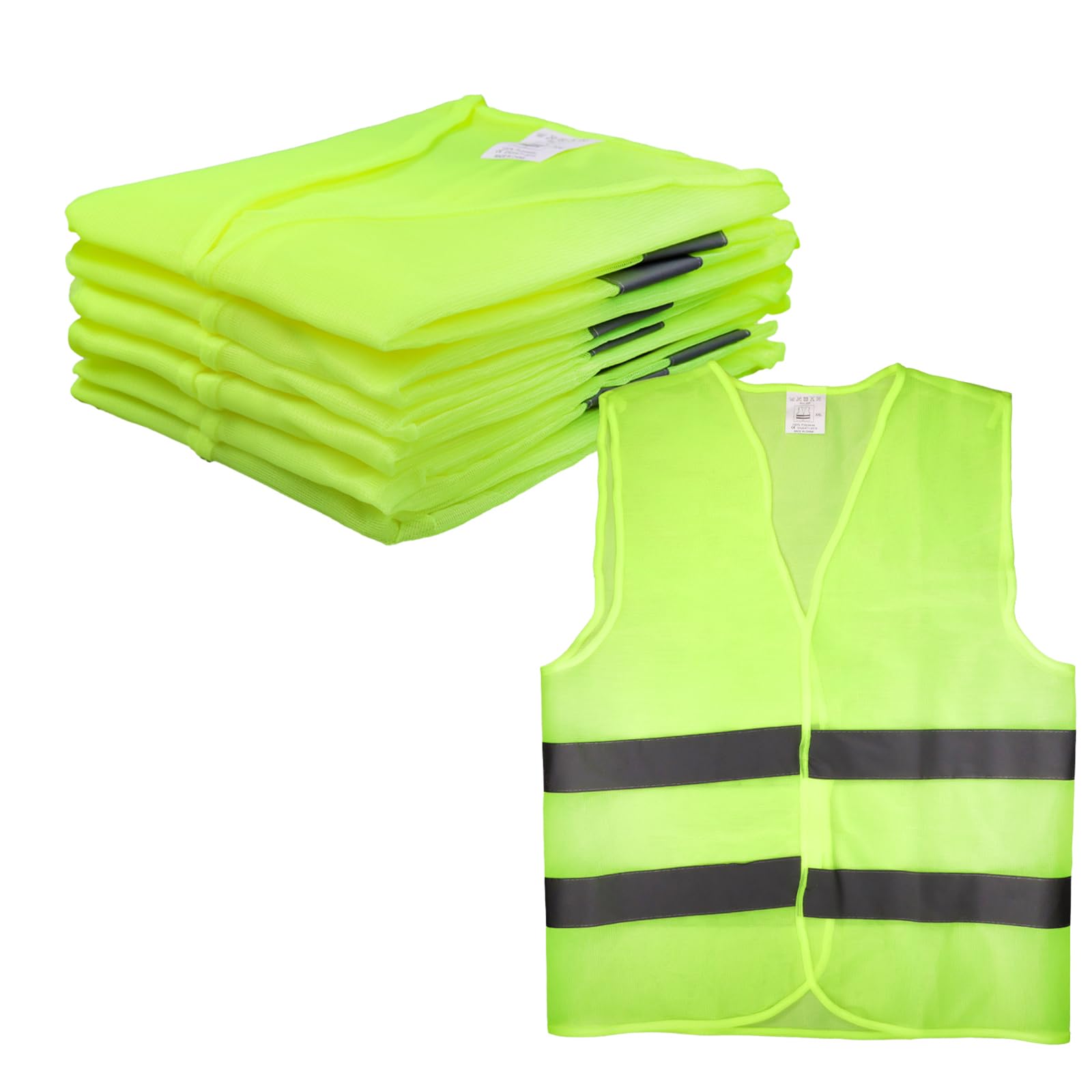 DBOO 6 Packs Hi Vis Vests Breathable & Lightweight Reflective Vest Fluorescent Safety Vests Unisex High Visibility Reflective Safety Vest Hi Vis Jackets for Traffic Work Running Walking