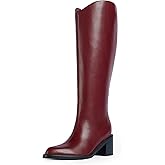 Modatope Women's Knee High Boots Pointed Toe Chunky Block Heel Tall Boots with Side Zipper Long Boot