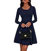 BTFBM Casual Fall Dresses for Women 2025 Long Sleeve Ribbed Button Down Empire Waist A Line Winter Wedding Guest Dress