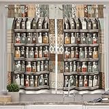 Ambesonne Vintage Kitchen Curtains, Jars on Shelves