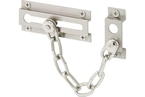 Prime-Line Products U 10304 Prime Line U-10304 Standard Door Guard, 3-5/16 X 5/8 in W, Steel Chain/Solid Keeper, 3-5/16 X 5/8" W, Satin Nickel"