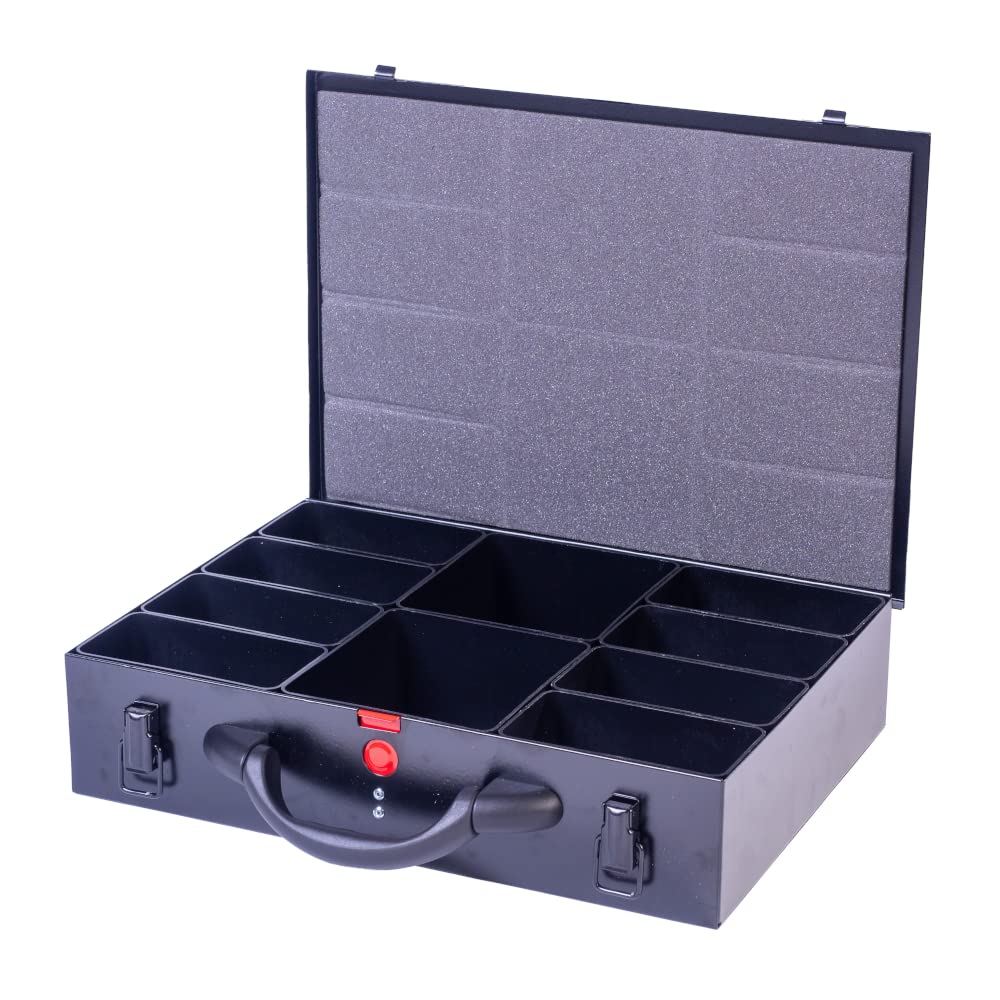 DJM Direct Metal Storage Screw Fixing Organiser Tool Compartment Box Case Black (Medium Deep (380 x 270 x 88mm))