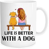 Funny coffee Mug - Life Is Better With A Dog - Dog Lovers Dog Owner Cup Pet Lover Mug New Dog Owner Mugs coffee mugs for men women ，Christmas Cup - 11 oz Novelty Mug-L8