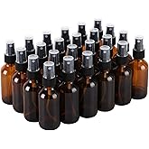 ZBCCEOB 24 Pack Amber Glass Spray Bottles, 2oz/60ml Empty Glass Spray Bottles with Fine Mist, Small Leak Proof Travel Dispens
