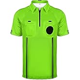 HIGHRAZON Men Referee Shirt, Yellow/Green Soccer Referee Jersey, Men’s Official Pro Soccer Referee Shirt with Pocket