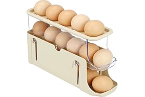 Smlper Egg Storage for Fridge – Automatic Scrolling Egg Holder with Transparent Design, Foldable & Detachable Lid, Premium Eg