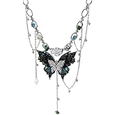MOSTORY Renaissance Butterfly Fairy Necklace - Vintage Renfaire Necklace for Women Woodland Fairy Jewelry Fantasy Cosplay