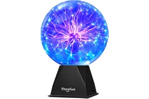Theefun Blue Plasma Ball: 8 Inch Plasma Globe Touch & Sound Sensitive Plasma Ball Lamp Electric Ball Lightning Novelty Light for Parties, Home, Prop, Room Decoration, Christmas Gifts