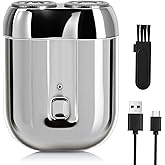 Mini Electric Shaver for Men, Upgrade Pocket Dual Head Shaver, Portable Razor for Men, Rechargeable Waterproof Compact Travel Electric Razor, USB Close Battery shavers (Silver)