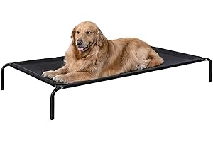 Go Pet Club 55" Elevated Raised Indoor and Outdoor Cooling Pet Cot Bed for Dogs with Breathable Mesh in Black, Size Extra Large, XL