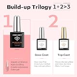 Modelones Pink Brown Builder Gel with Base Top Coat 3Pcs Set view 4