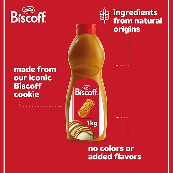 LOTUS BISCOFF – SPREAD TOPPING – PRODUCT OF EUROPE (EXP. DATE = DD-MM-YY) – VEGAN – BISCOFF COOKIE BUTTER SYRUP – 2.2LB (PACK OF 1) – NON GMO
