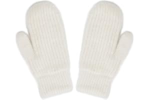 HinyBoeh Womens-Winter-Mittens Warm-Knit-Gloves - Soft-Stretchy Faux-Rabbit-Fur-Mittens for Cold-Weather