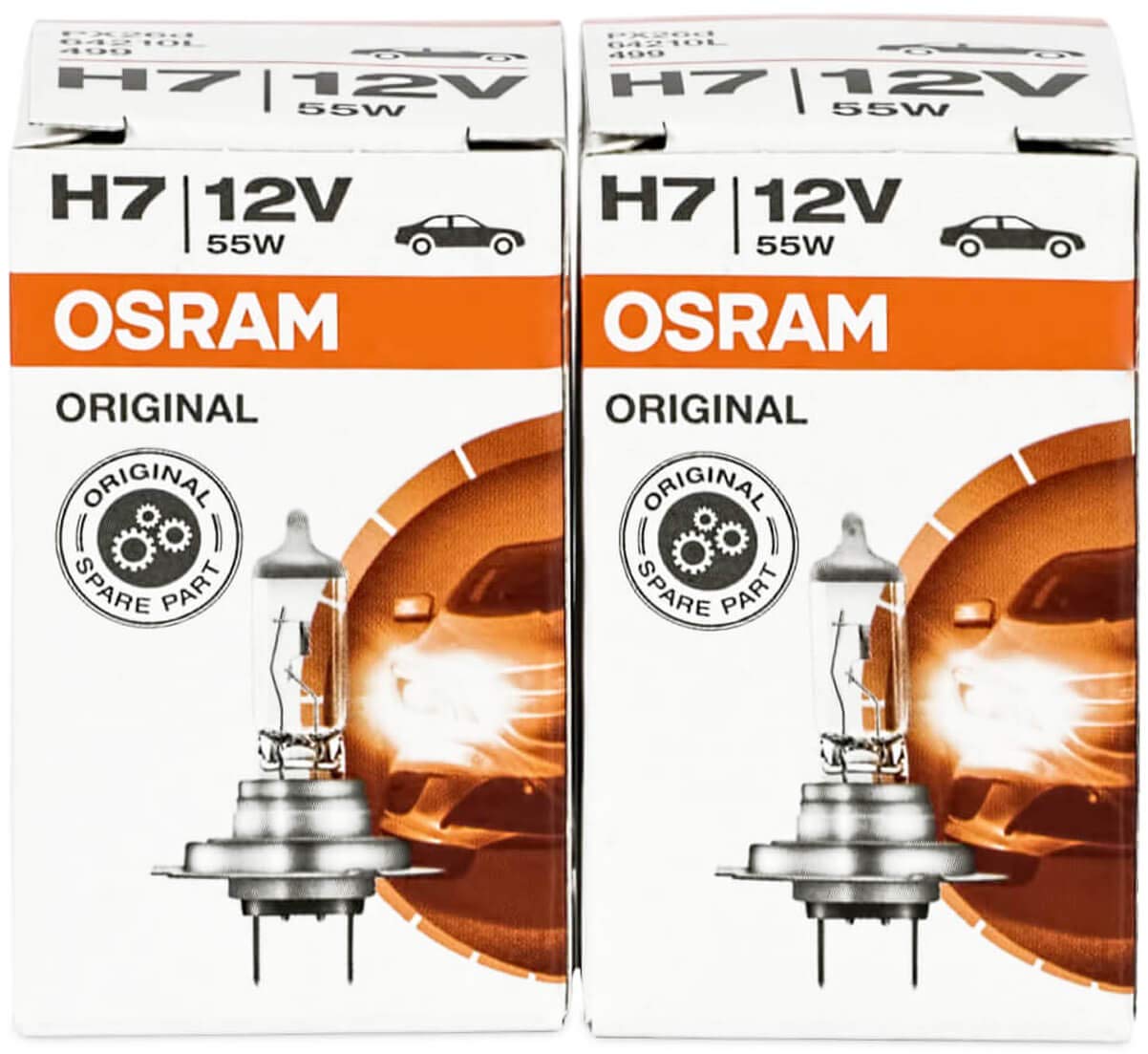 Osram H7 Longlife High Tech 12V 55W PX26D 64210L, 2 car lamps, incandescent bulbs