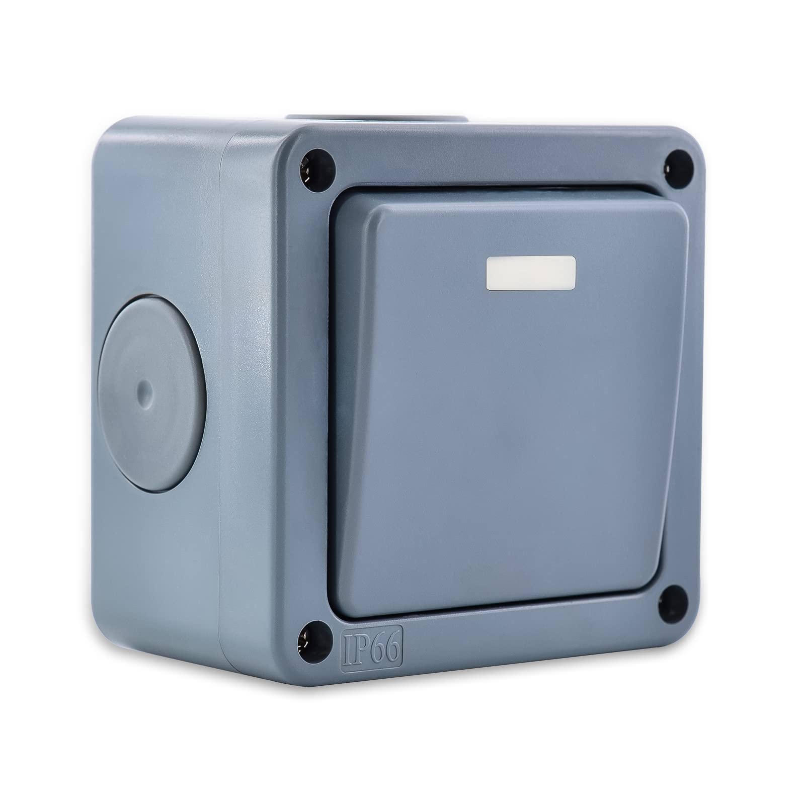 NineLeaf 1PK IP66 Waterproof Outdoor Switch, SPDT 2-Way Single Light, Weatherproof (1Gang 10A Grey)
