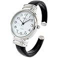 Black Snake Style Band Slim Case Eikon Women's Bangle Cuff Watch