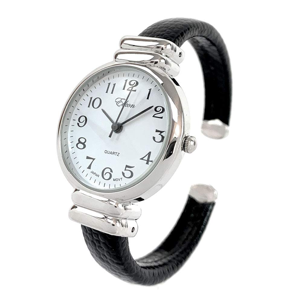 Black Snake Style Band Slim Case Eikon Women's Bangle Cuff Watch