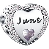 BETTY&SARAH Birthstone Charms for Charms Bracelet 925 Sterling Silver Love Heart Beads Charms Happy Birthday Mothers Day Jewelry Gifts Charms for Women